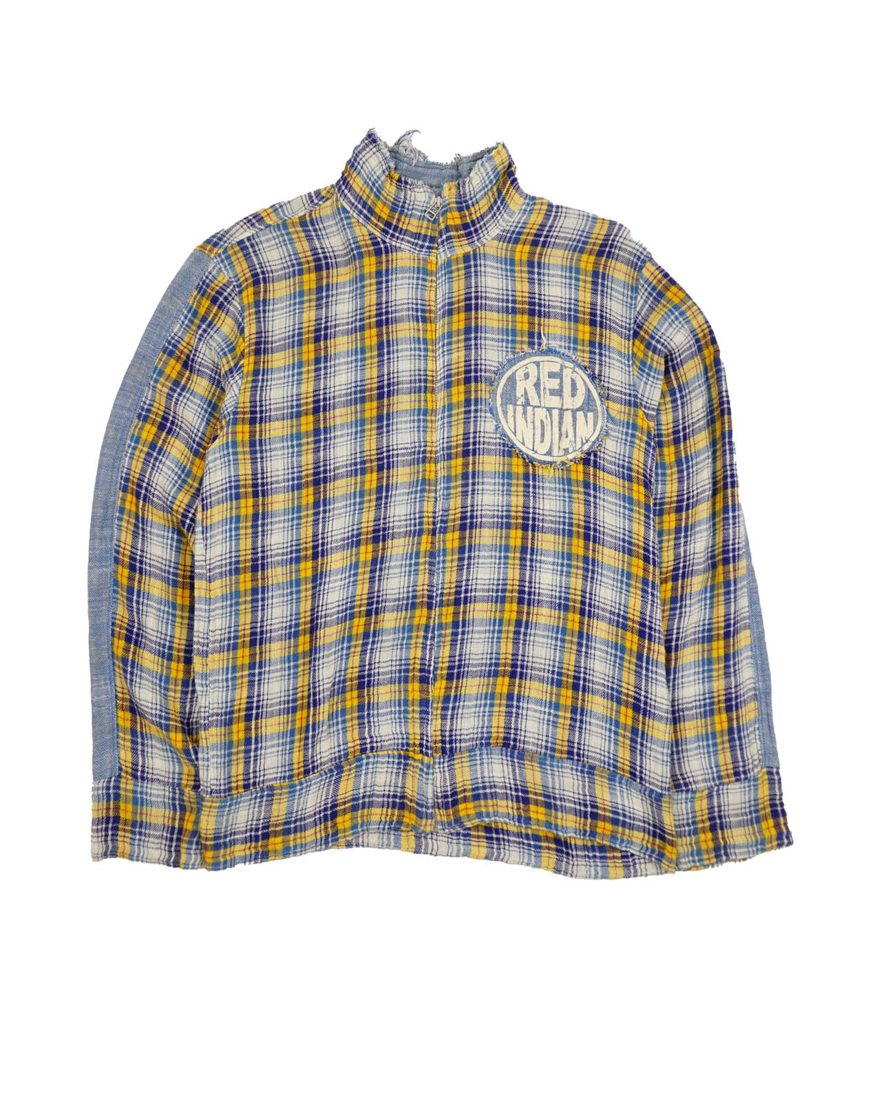 (M/L) Indian Motorcycle Blue/Yellow Plaid Light Jacket