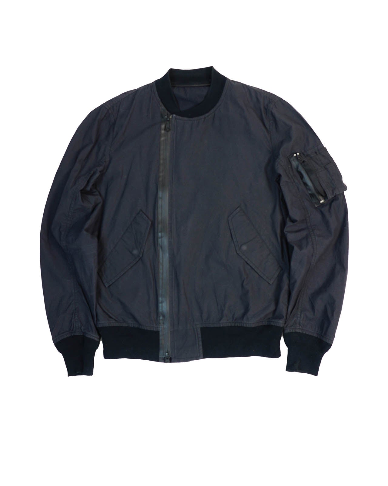(S) JOHNLAURENCESULLIVAN Black Asymetrical Front w/ Waterproof Zip Bomber Jacket