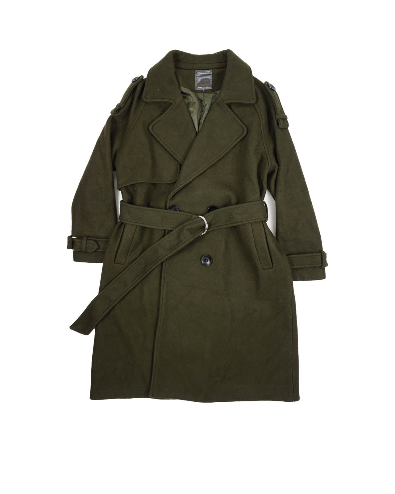 (S/M) MOAOL Green Wool Trench Coat