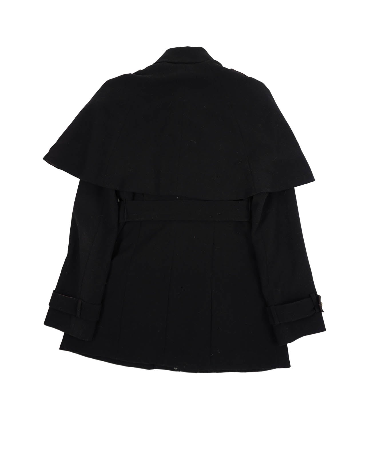 (S) ANA CAPRI Black Coat w/ Shoulder Rain Shields
