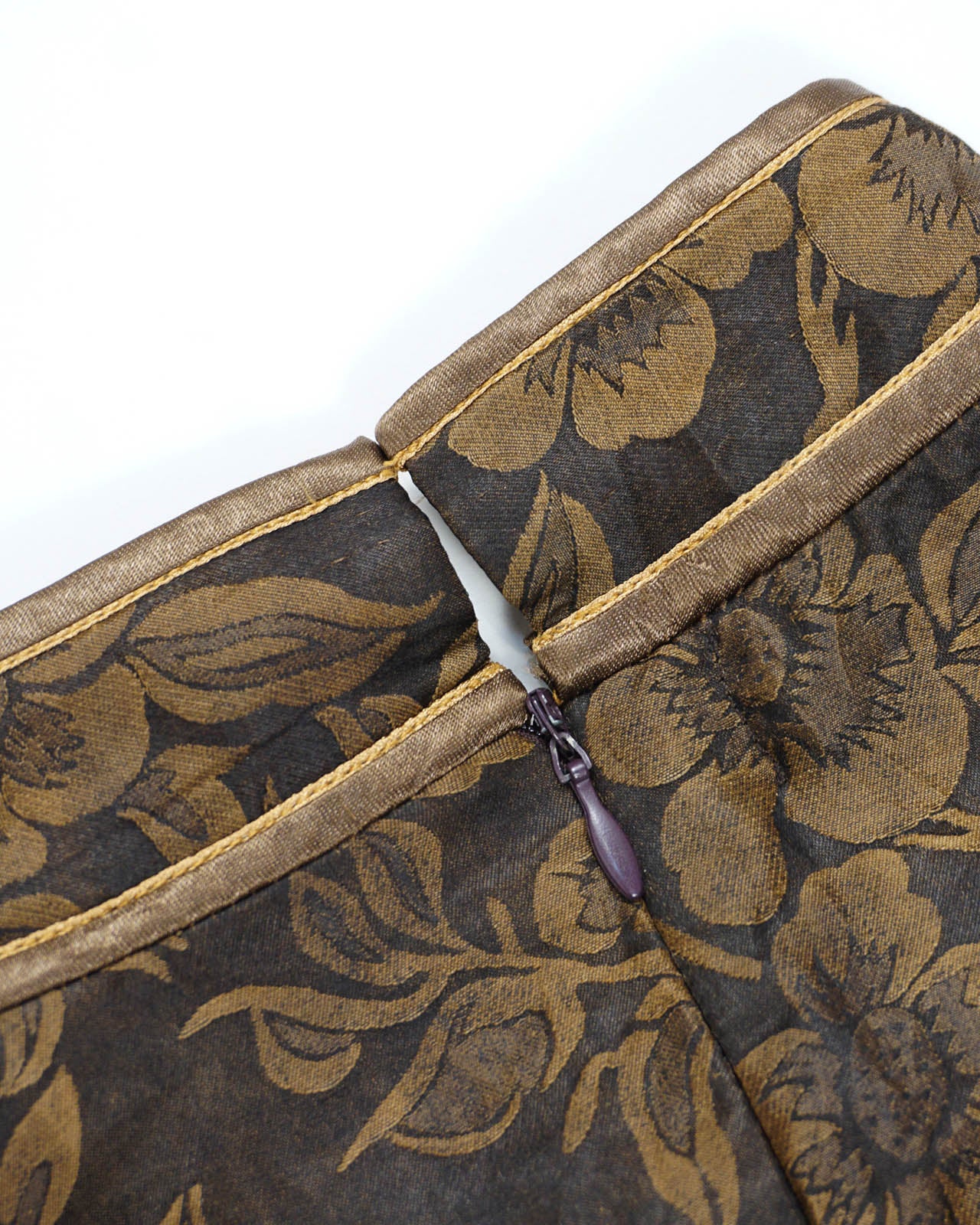 (M) Brown Floral Mandarin Traditional Top