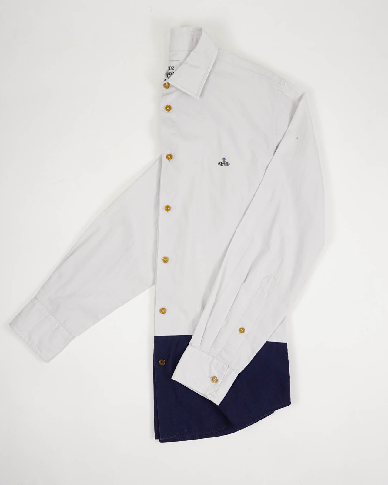 (M) VIVIENNE WESTWOOD MAN Light Grey/Navy Long Sleeve Button Up