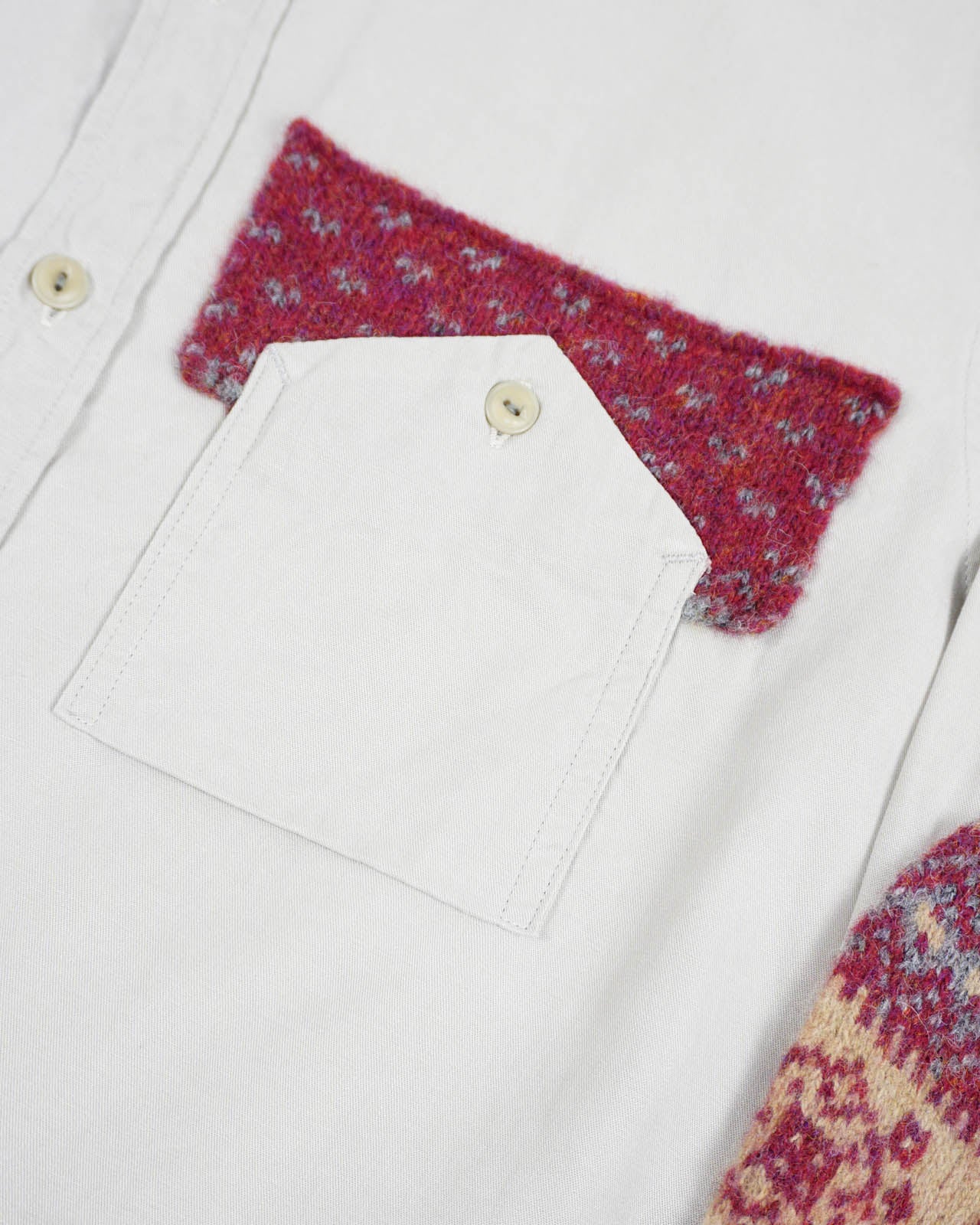(M) SHAREEF 2007 Beige Button-Up Shirt w/ Knit Elbow Patches