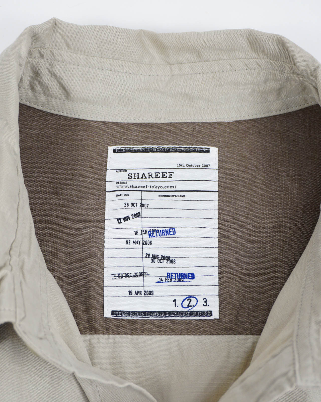 (M) SHAREEF 2007 Beige Button-Up Shirt w/ Knit Elbow Patches