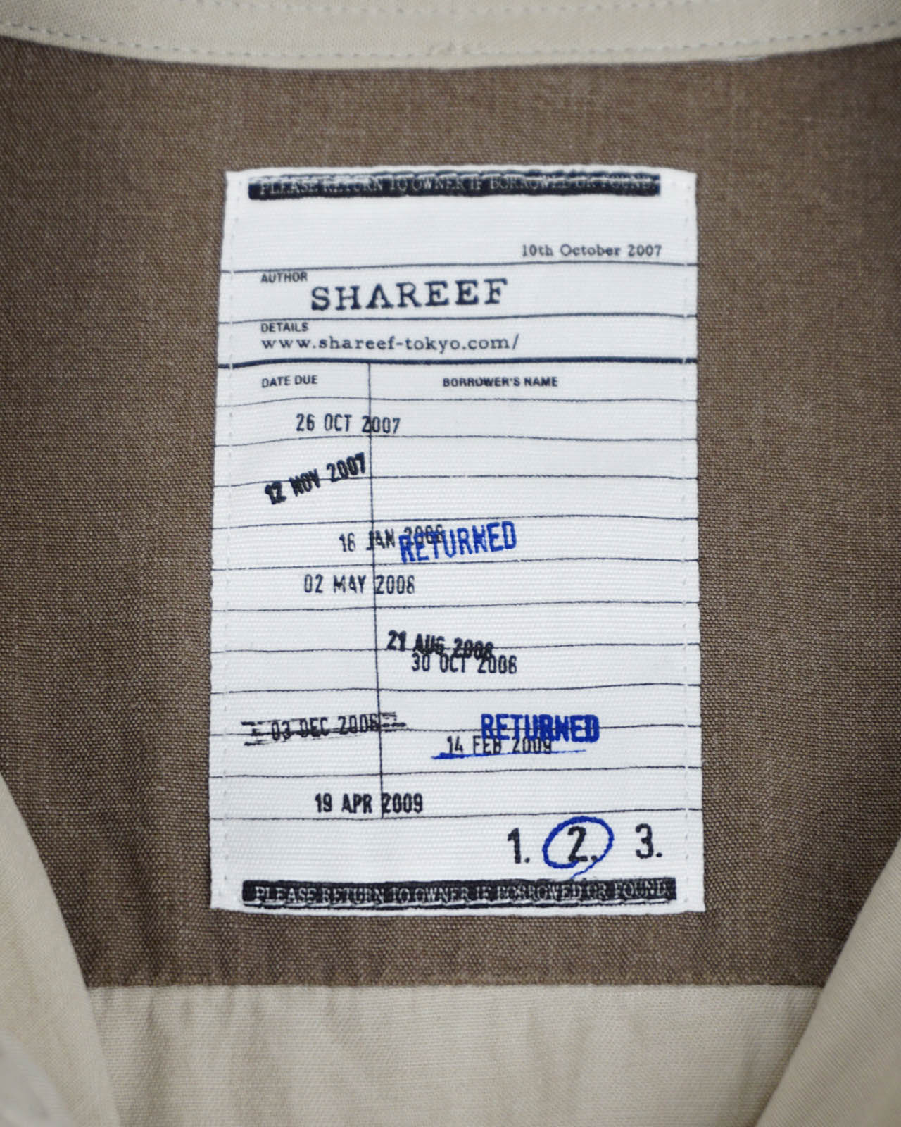 (M) SHAREEF 2007 Beige Button-Up Shirt w/ Knit Elbow Patches
