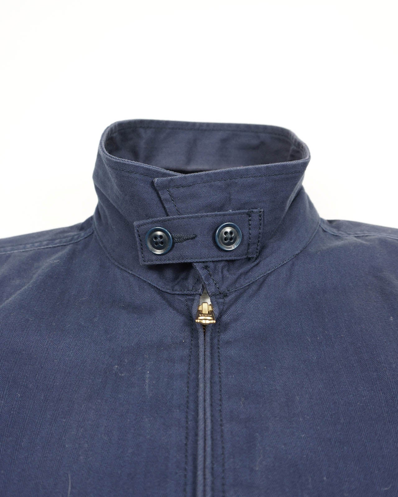 (M)  EDWIN Navy Harringbone Chore Jacket