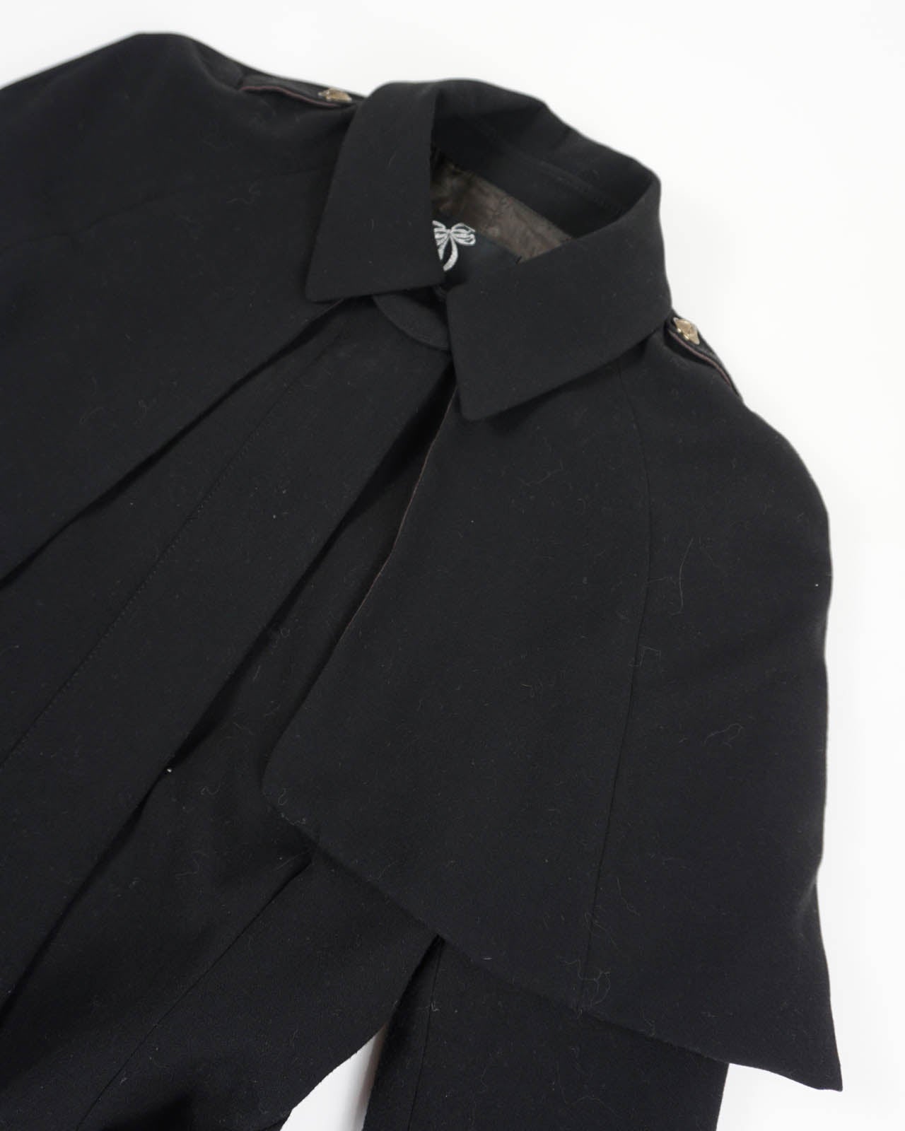 (S) ANA CAPRI Black Coat w/ Shoulder Rain Shields
