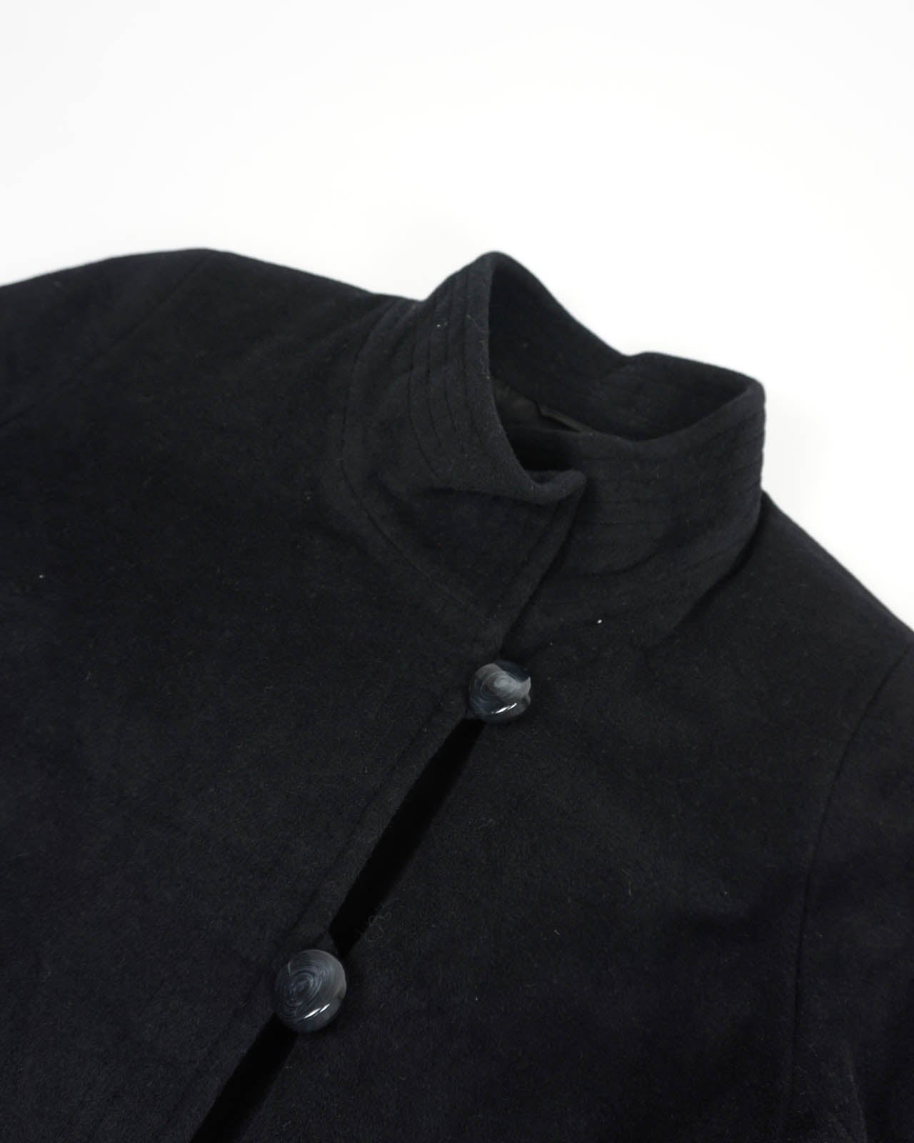 (M/L) PARIOLY Black Single Breasted Wool Coat
