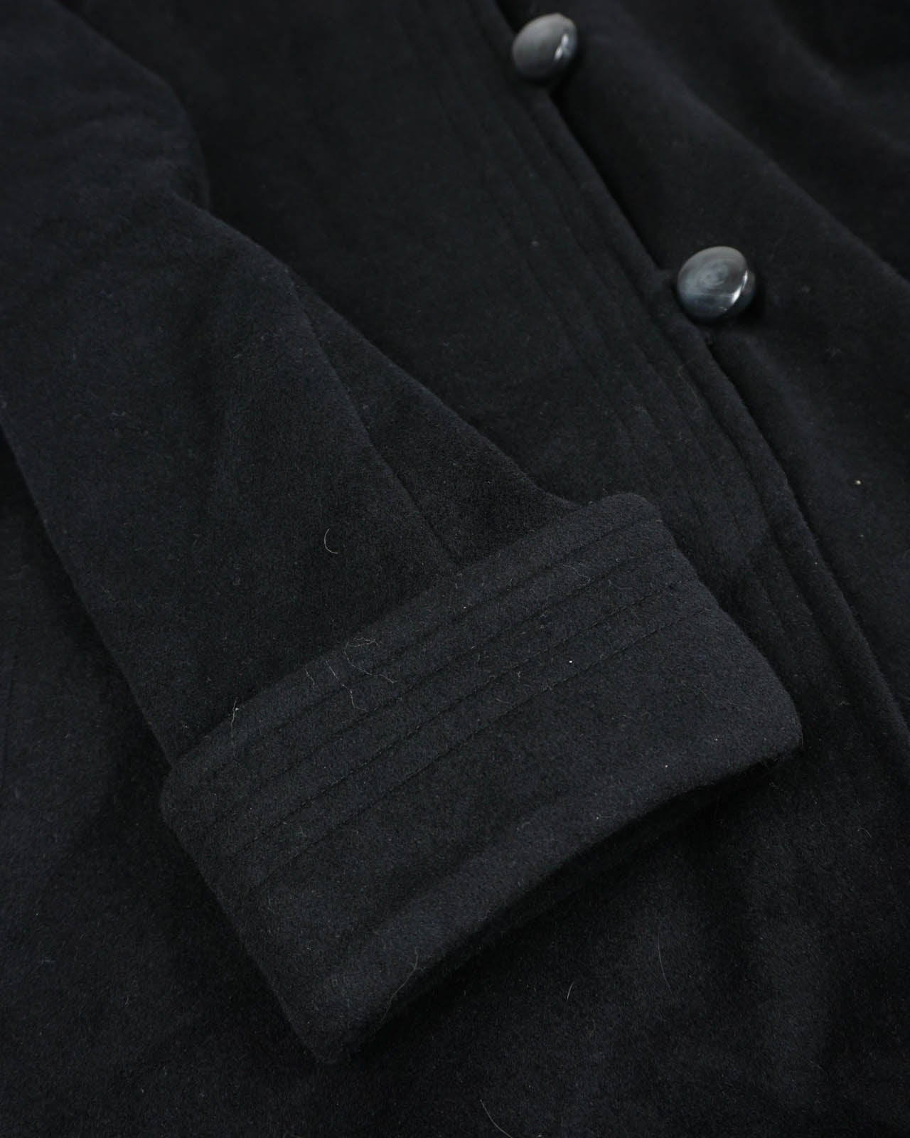 (M/L) PARIOLY Black Single Breasted Wool Coat