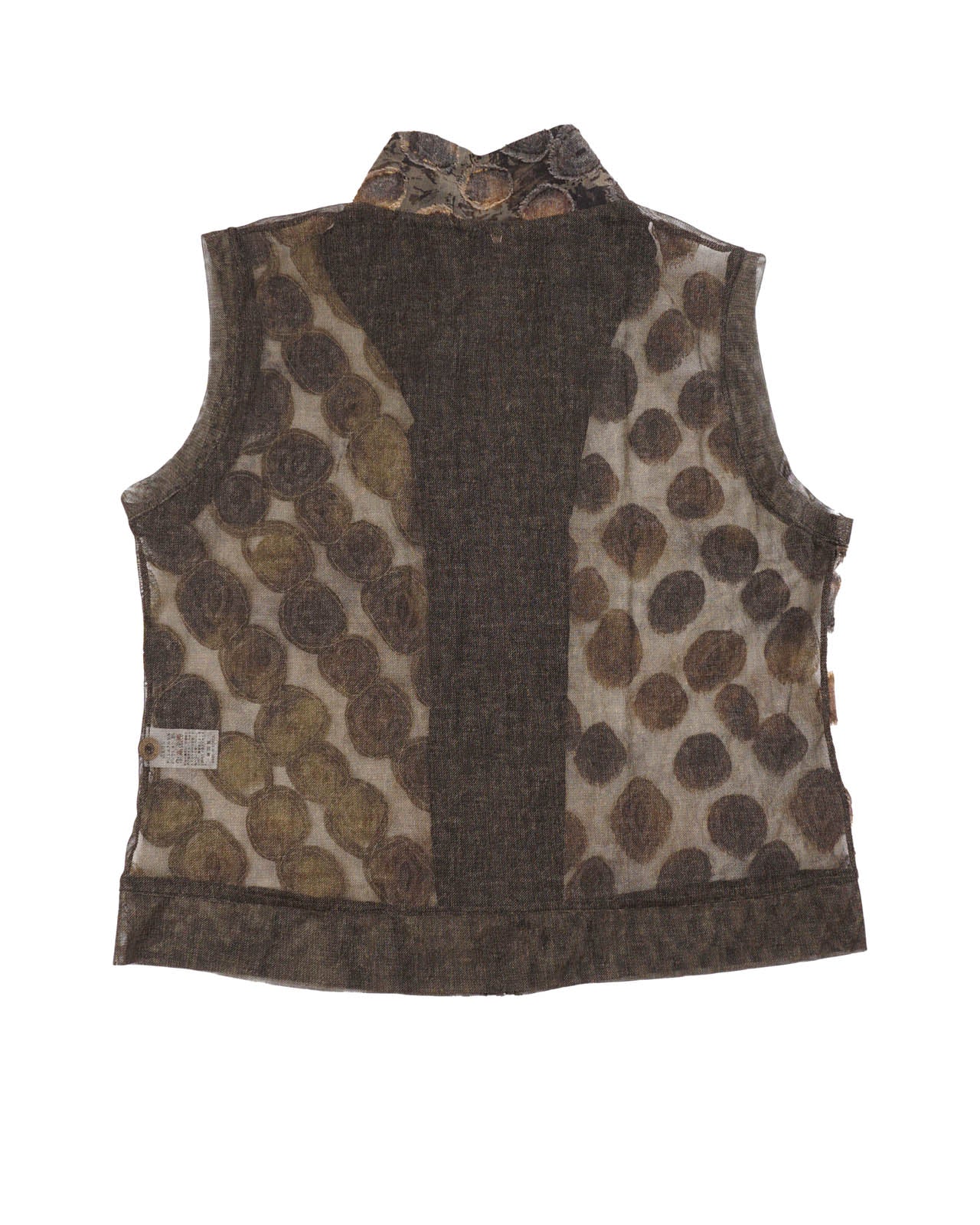 (S/M) CLIOO Earthy Palette Wood Pattern Zipped Up Tank Top