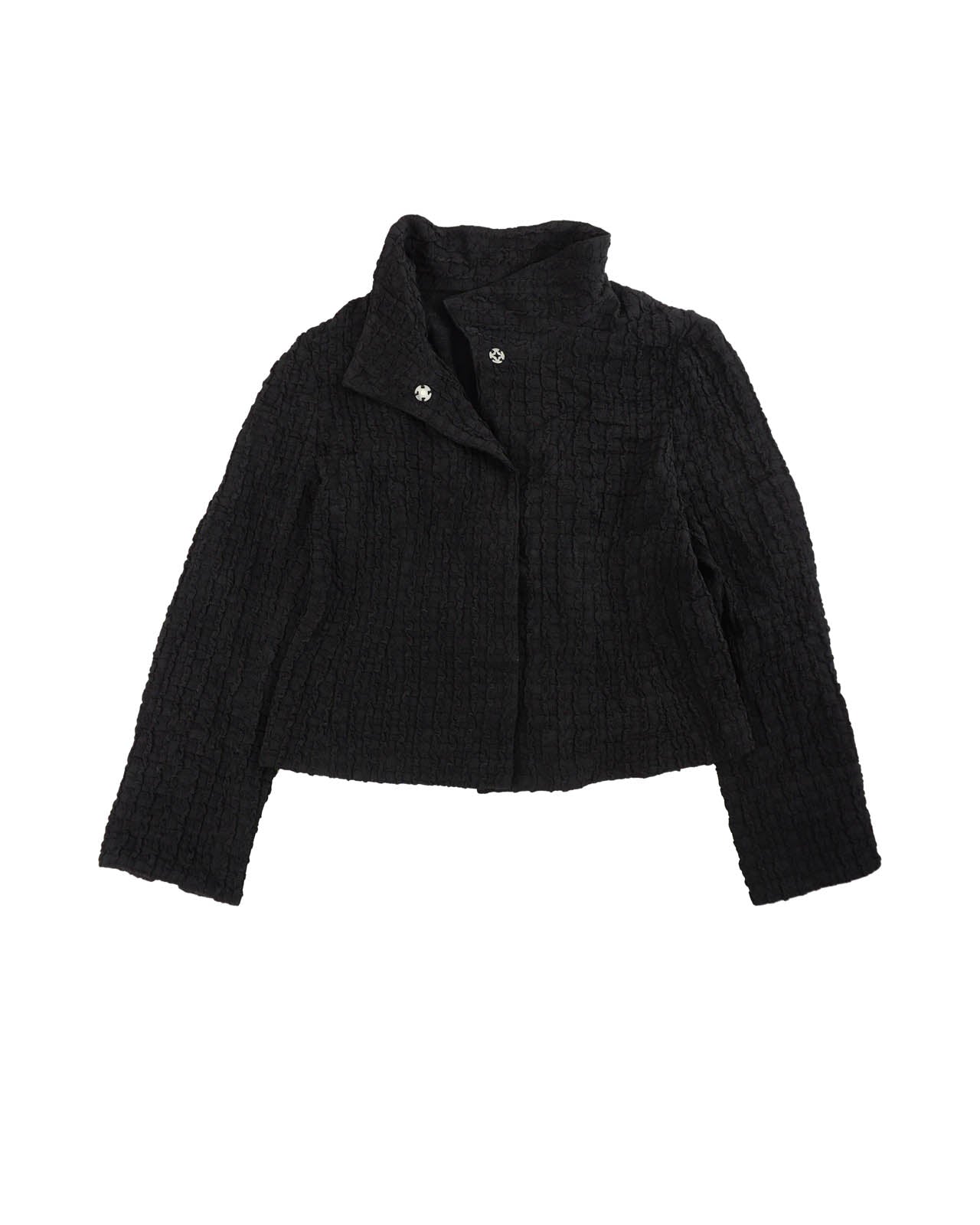 (S/M) MODA CLUB Black Textured High Neck Jacket