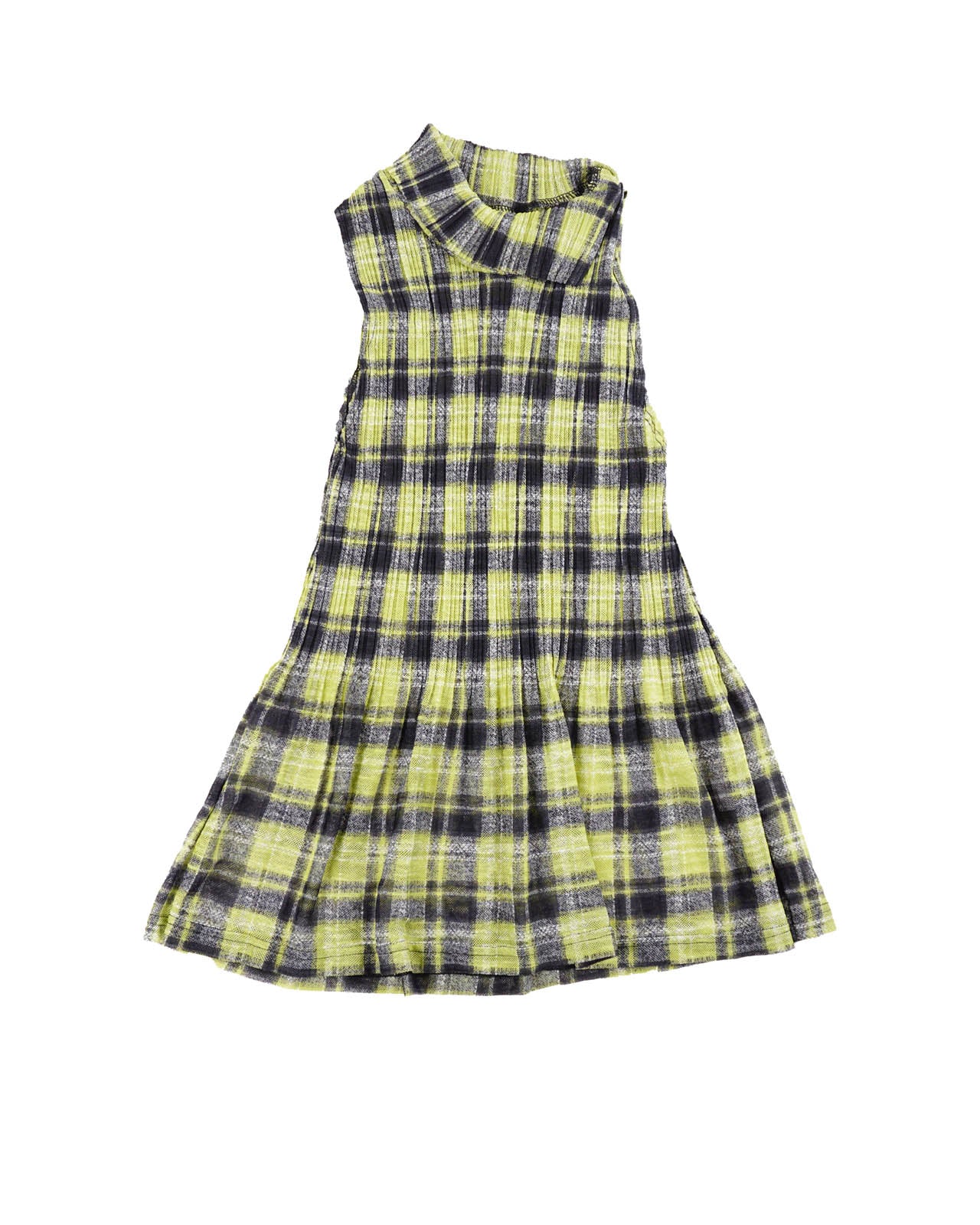 (XS/S) CANCION Green Checkered Pleated Tank Top