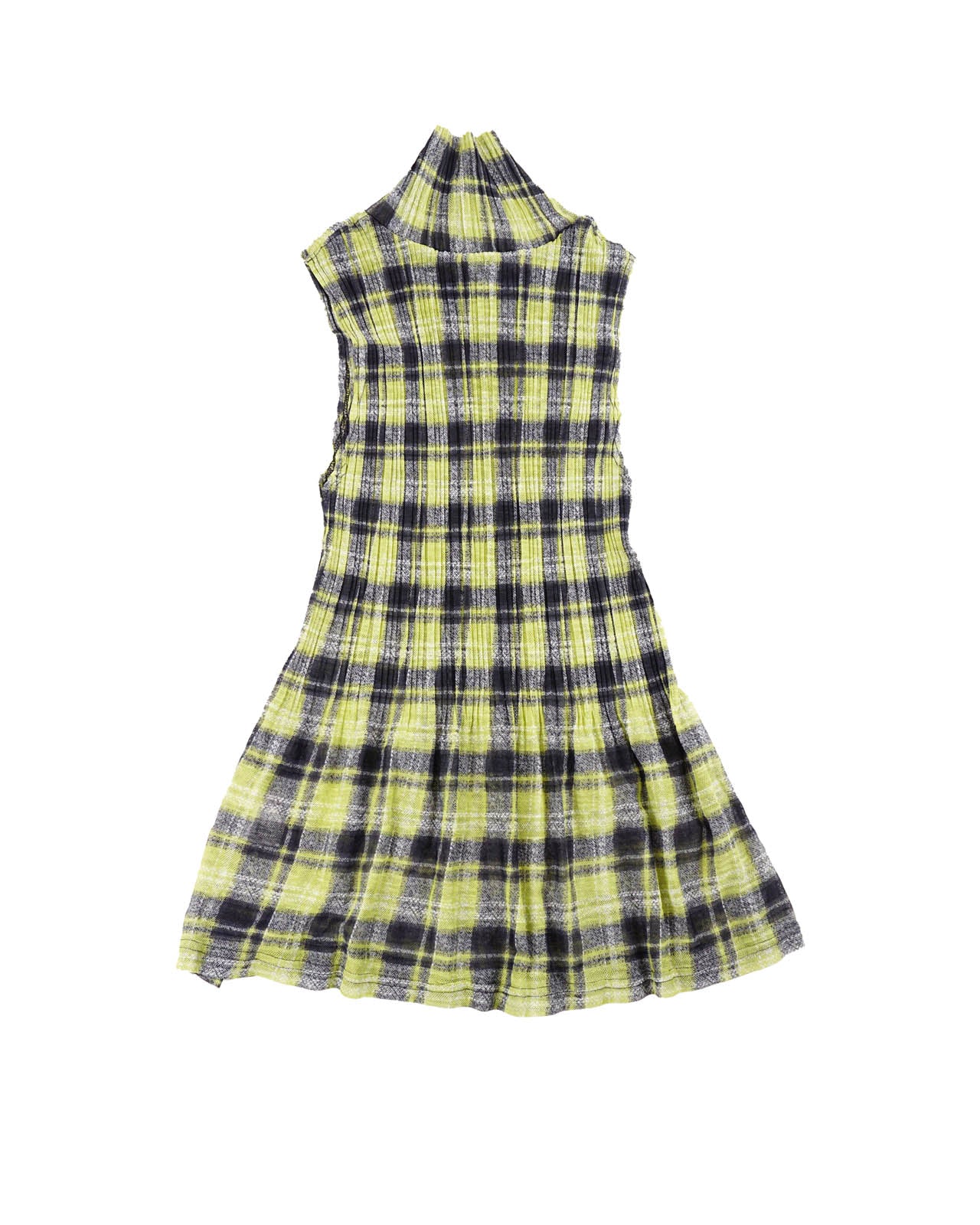(XS/S) CANCION Green Checkered Pleated Tank Top