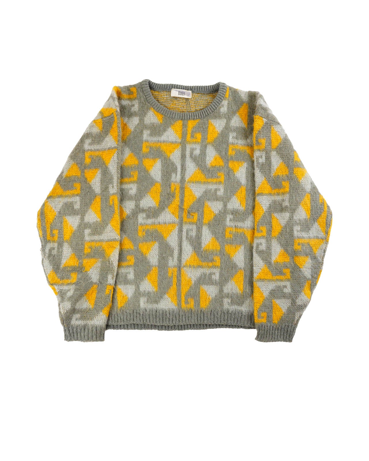 (M) BOUGER Orange/Grey Pattern Knit Sweater