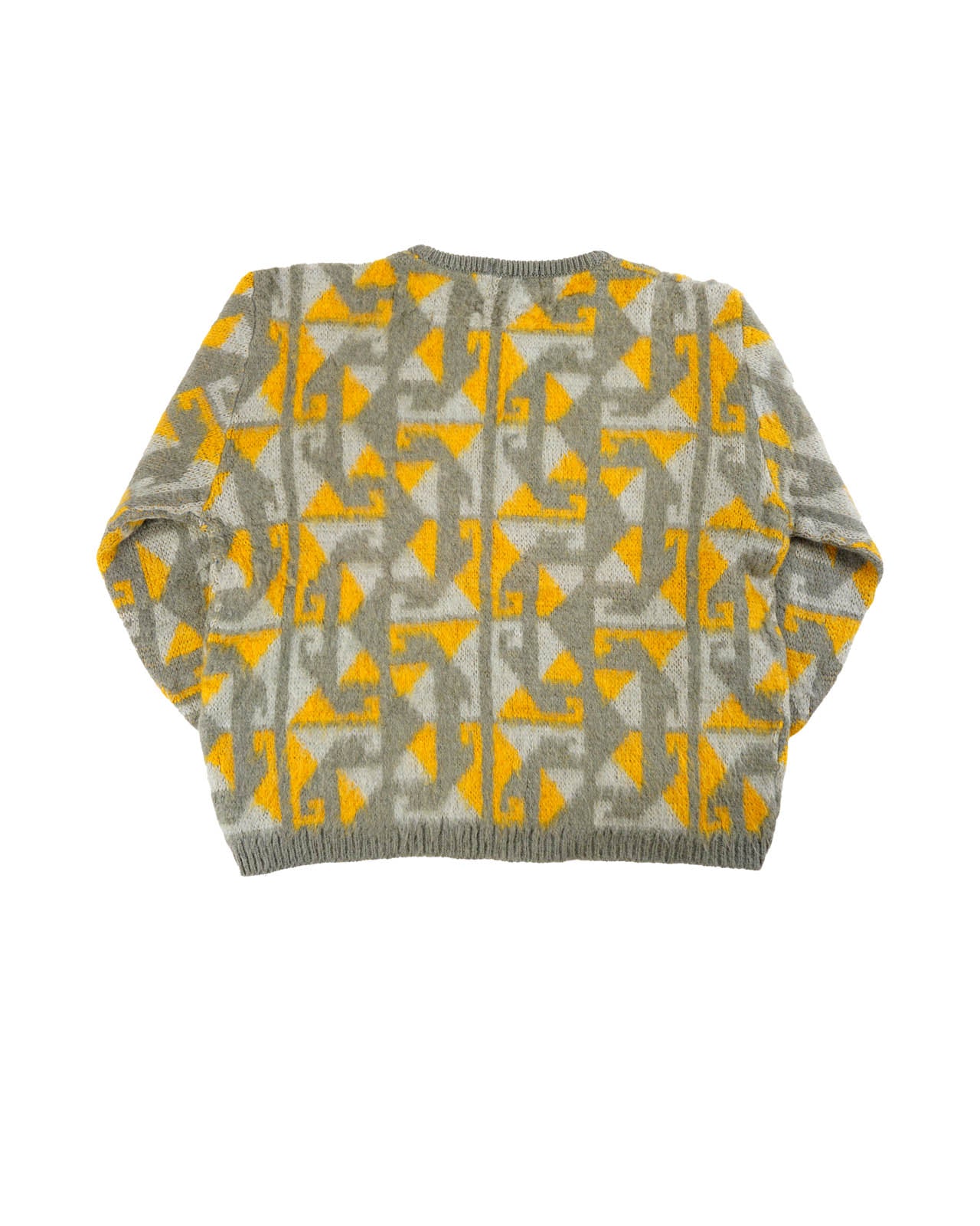 (M) BOUGER Orange/Grey Pattern Knit Sweater