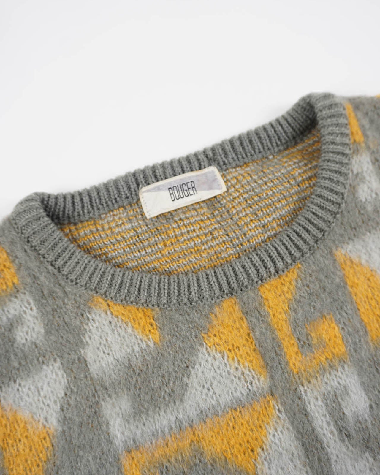 (M) BOUGER Orange/Grey Pattern Knit Sweater