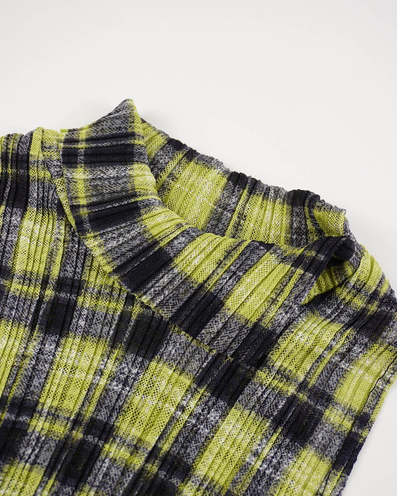 (XS/S) CANCION Green Checkered Pleated Tank Top