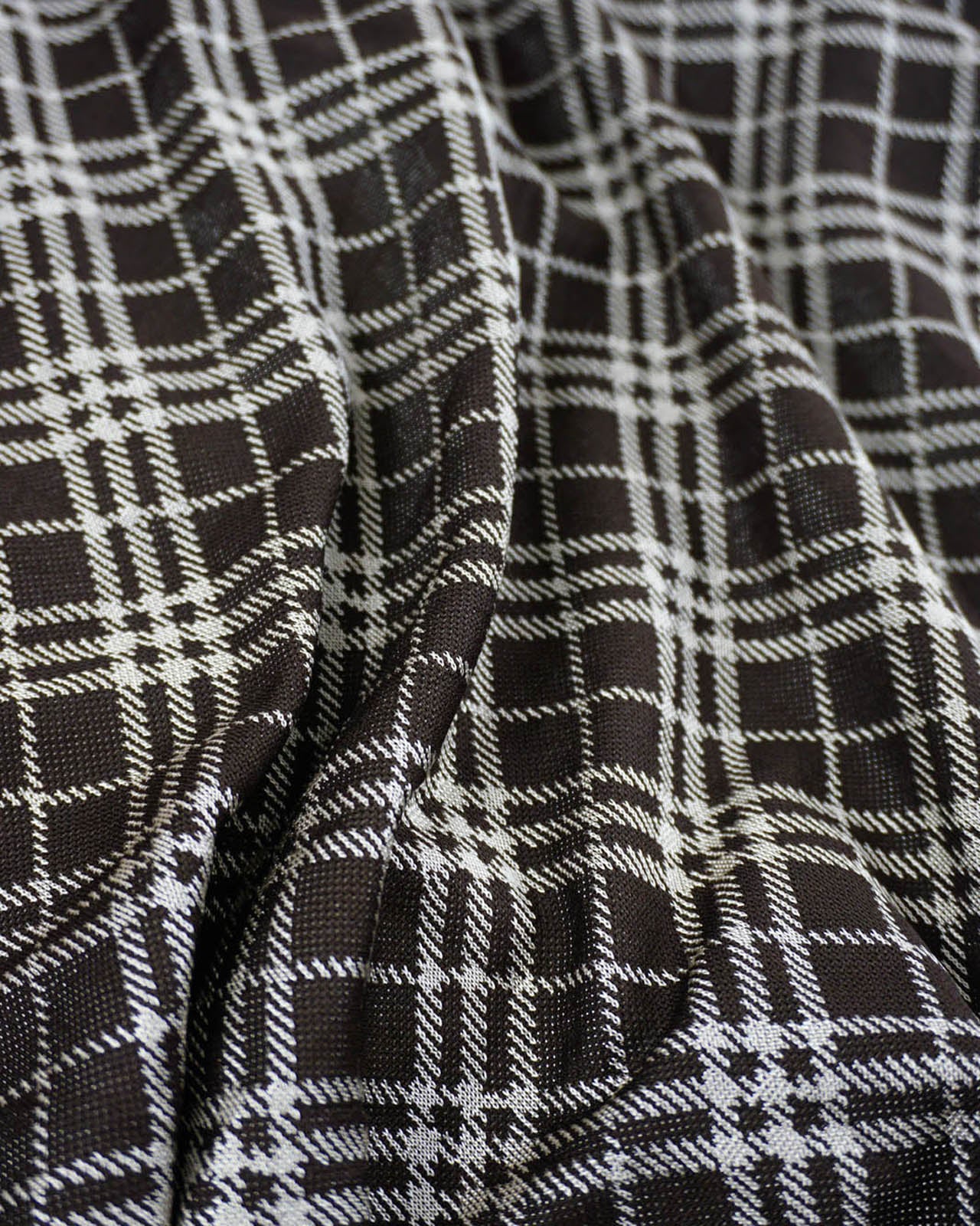 (L) GIUOVS Brown Checkered Cinched Waist Top