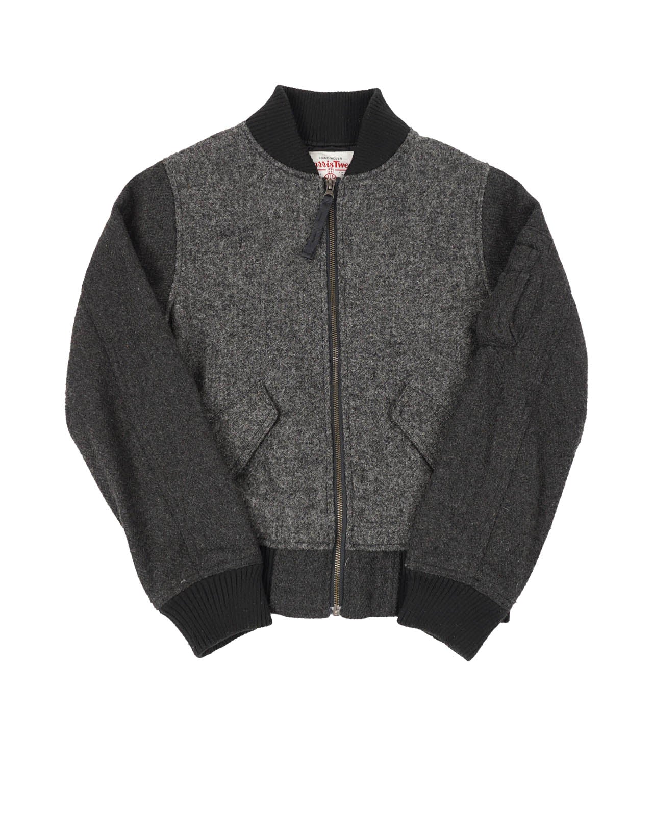 (S) HARRIS TWEED Wool MA-1 Jacket