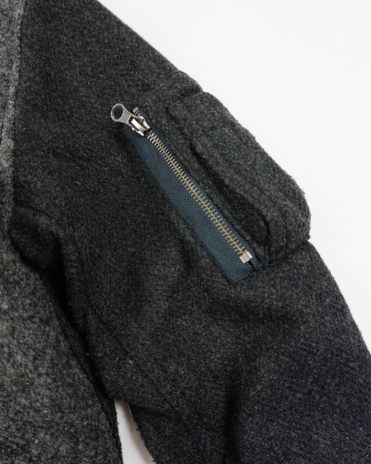 (S) HARRIS TWEED Wool MA-1 Jacket
