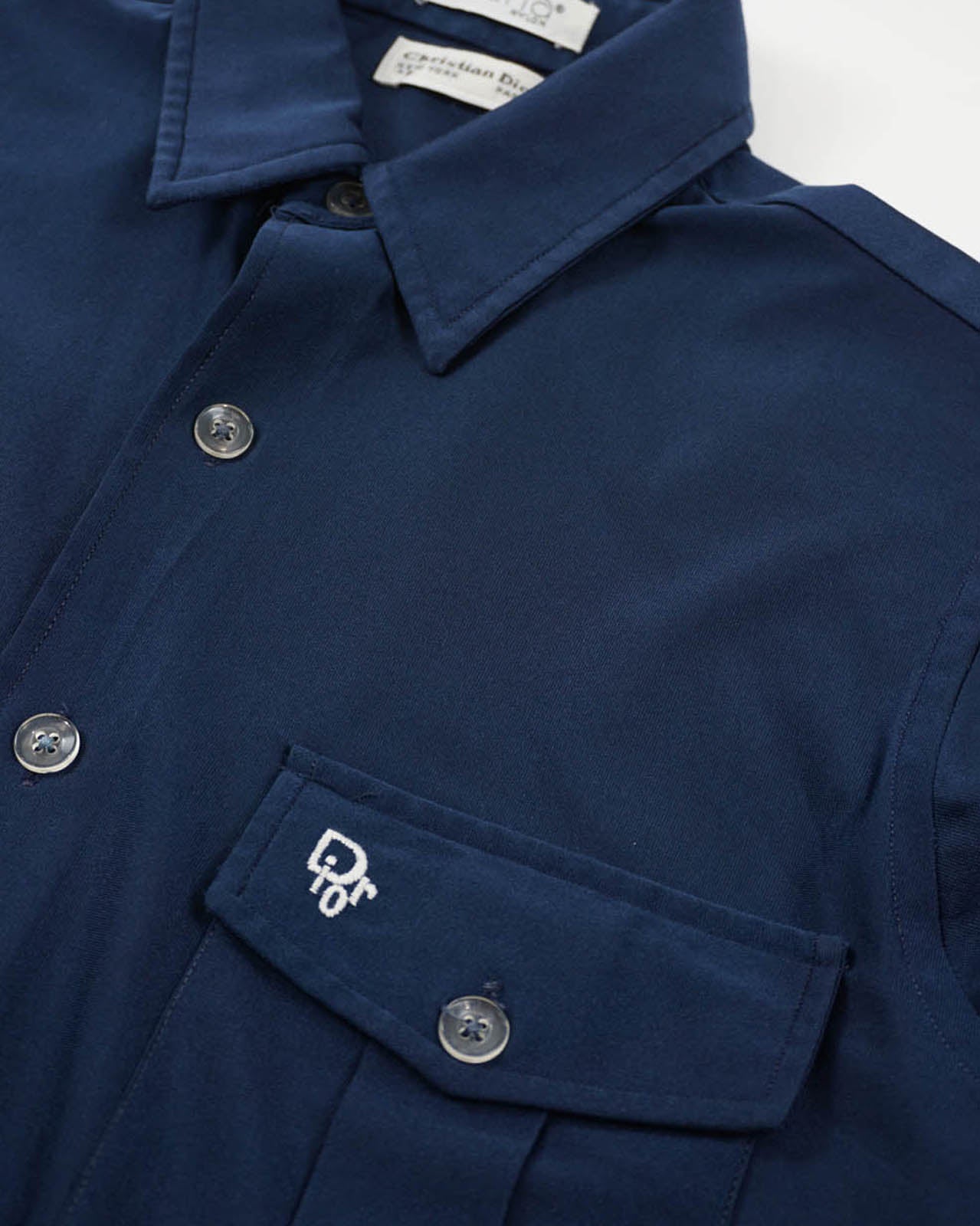 (M) 70s Christian Dior Blue Quiana Nylon Shirt